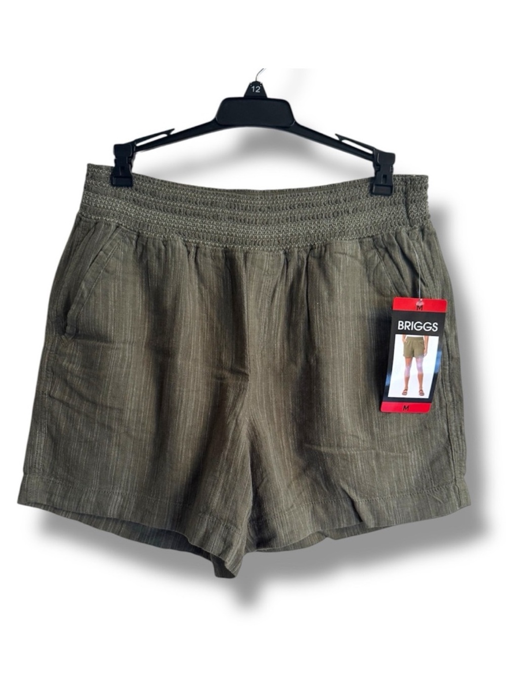 Briggs New York Womens Linen Blend Shorts Smocked Waist Inseam 5”